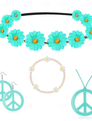  Hippie Retro Vintage 1960er 1970er Zubehörset Damen Kostüm Jahrgang Cosplay Party / Abend Maskerade Gläser Karneval Schlager Outfit