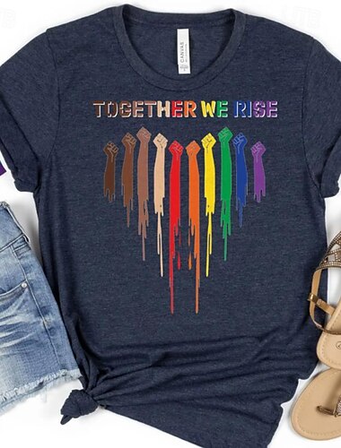  LGBTQ T-Shirt Camisas del Orgullo Arco iris Juntos nos levantamos lesbiana Homosexuales Para Unisexo Adulto Víspera de Todos los Santos Carnaval Mascarada Estampado en caliente Desfile del orgullo