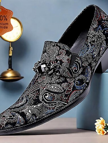  Herren Loafer & Slip On Schuhe bedrucken Kleid Müßiggänger Leder Wildleder Komfortabel Rutschfest Halbschuhe Schwarz