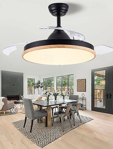  מאווררי תקרה לד 90/105 ס"מ 1-אור גימורים צבועים צבועים מתכת אקריליק מודרני בסגנון מודרני חדר אוכל חדר אוכל ניתן לעמעום עם שלט רחוק