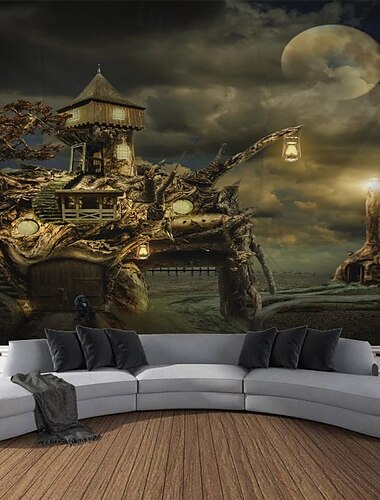  Trippy Waldweg Wandteppich Wanddekoration großer Wandteppich Wanddeko Fotografie Kulisse Decke Vorhang Home Schlafzimmer Wohnzimmer Dekoration Wandtuch XXL Natur