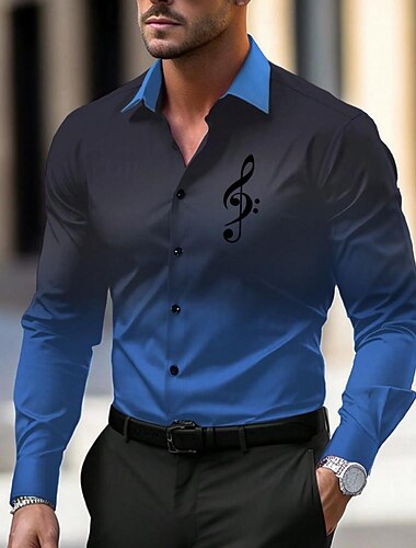  Per uomo Camicie Camicie stampate Formale Blu Verde Cachi Manica lunga Collo ripiegabile Autunno Inverno Abbigliamento Stampa