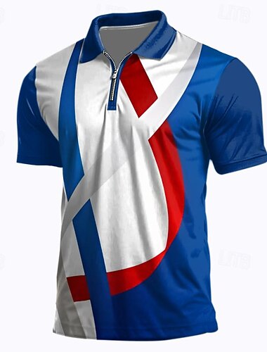  4 juli 2026 250:e Herr Veteraner Patriotisk Pikétröjor med dragkedja Golftröja Kortärmad Polotröjor Skjortor med krage Ledigt Streetwear Semesterkläder Festkläder 3D-utskrift Quarter Zip Polo Vår