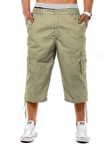  Herre Taktiske shorts Shorts med lommer Capri bukser Knapper Elastisk Talje Multi lomme Vanlig Påførelig Calf-længde udendørs Daglig Campering & Vandring Mode Klassisk Sort Blå