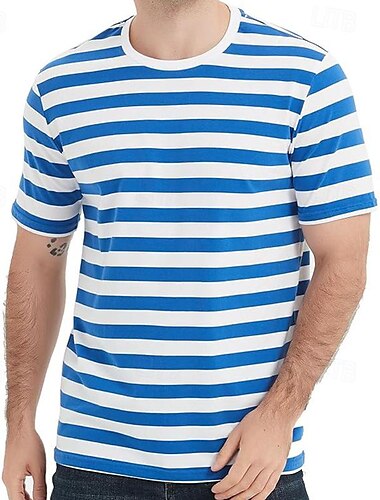  Herren T Shirt T-Shirt Kurzarmshirt Kurzarm Rundhalsausschnitt Frühling & Sommer Gestreift Mode Designer Basic Urlaub Straße Ausgehen Schwarz Gelb Rote Top T-Shirt für Herren