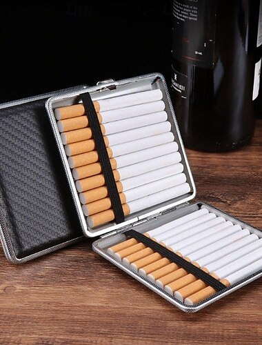  Pitillera para hombre con correa elástica, portátil, diseños variados, capacidad para 20 cigarrillos