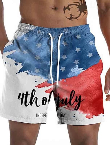  Tag der Unabhängigkeit 4. Juli USA Flagge Sportbekleidung Strandshorts USA Flagge Harajuku Grafik Kawaii Für Herren Erwachsene Maskerade 4. Juli 3D-Druck Festival
