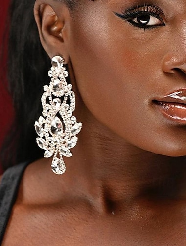  Mujer Pendientes cortos Pendientes colgantes Geométrico Gota Precioso Importante Diamante Sintético Aretes Joyas Negro / Blanco / Arco Iris Para Boda Fiesta Diario 1 Par