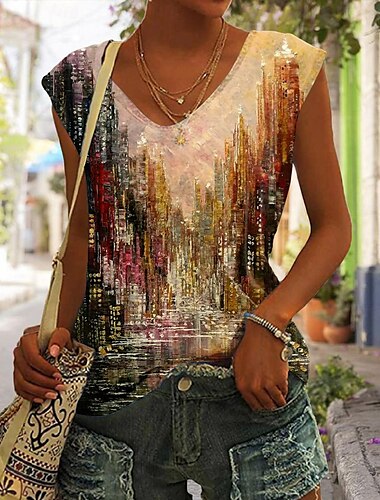  Dames Camisole Tank Top Basisprint Mouwloos Regelmatige Tops V-hals Casual Rood Blauw Paars Bruin Groen