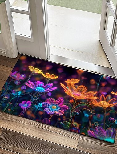  dunkle Blumen Fußmatte Küchenmatte Bodenmatte rutschfeste Flächenteppich ölbeständiger Teppich Indoor Outdoor Matte Schlafzimmer Dekor Badezimmermatte Eingangsteppich
