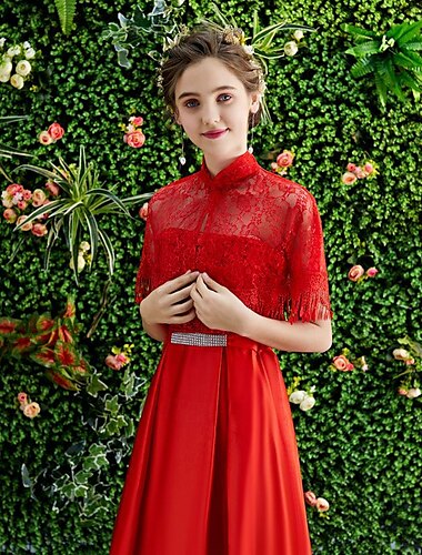  Wickeltücher für Frauen Kappe Elegant Brautkleidung Halbe Ärmel Polyester Hochzeit Schals Mit Pure Farbe Für Party Frühling Sommer
