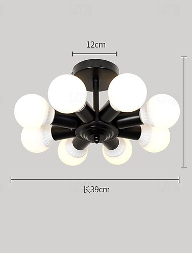  LED Ceiling Lights Glass Sputnik Semi Flush Mount 35/38/39/45cm 3/4/5/6/8/10-Head Ceiling Light with E27 Base Modern Nordic Style Bedroom Office 110-240V