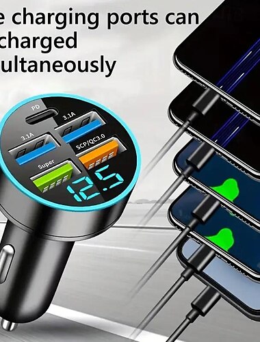  qc3.0 φόρτιση αυτοκινήτου 66w σούπερ γρήγορη φόρτιση ψηφιακή οθόνη dar charge pd20w dual usb φορτιστής αυτοκινήτου