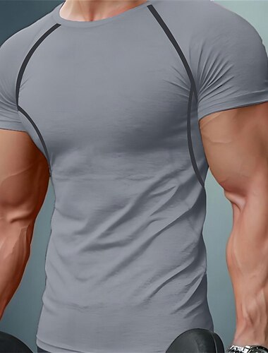  Herren T Shirt Muskelshirt Feuchtigkeitsableitende Hemden Kurzarm Rundhalsausschnitt Sommer Einfach Sport Mode Leicht Urlaub Lässig Ferien Schwarz-rot Schwarz Weiß Top T-Shirt für Herren