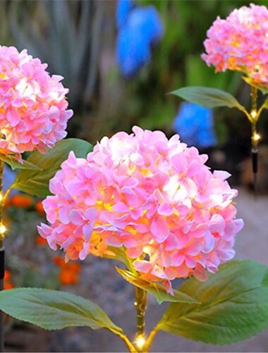  Simulation Hortensien Solar Bodenlampe wasserdichte LED Rasenleuchten für den Außenbereich, realistische LED Blumen angetrieben dekorative Solar Boden Blumenleuchten für Rasen Dekoration Hof Hinterhof