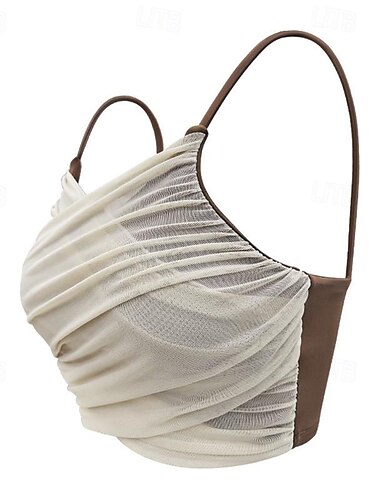  Damen Leichte Unterstützung Sport Bustier bh Sport-BH Bustier Rückenfrei Herausnehmbares Polster BH-Oberteil Gefüttert Fitness Freizeit Sport Laufen Atmungsaktiv Leichtgewichtig Weich Weiß Braun Grün