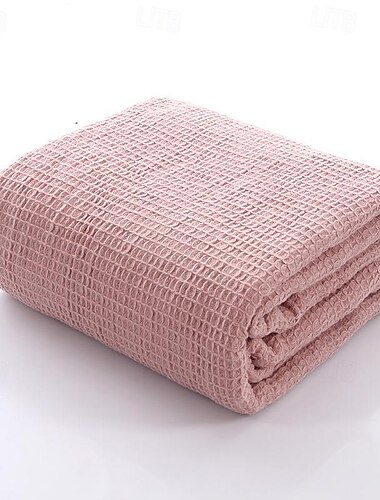  100 % Waffel-Baumwolle, bequeme und atmungsaktive Nickerchendecke mit Wabenmuster, Handtuchdecke aus reiner Baumwolle