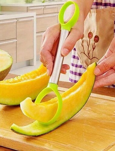  1 removedor de semillas de fruta creativo, separador de pulpa de melón de sandía, cuchara excavadora de fruta de dragón de mango, cuchara de cuchillo de fruta de sandía, herramienta de cocina,
