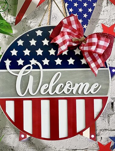 Holzdekoration zum amerikanischen Unabhängigkeitstag, Partyzubehör, Stern-Türschild-Dekorationen