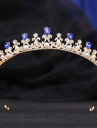  Crown Tiaras pannband Huvudbonad Oäkta pärla Bergkristall Bröllop cocktail Elegant Lyx Med Strass Pärlimitation Hårbonad Huvudbonader