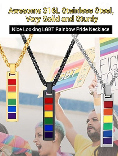  Ожерелье из нержавеющей стали/серебра 925 пробы, ЛГБТ-гей-прайд, ювелирные изделия, радужный кулон, ожерелье, подарок для мужчин/женщин