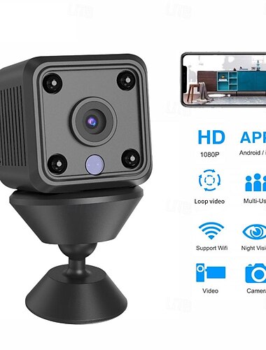  Mini caméra ip wifi hd 1080p, surveillance de sécurité sans fil, micro caméra à vision nocturne, moniteur de sport pour maison intelligente, batterie intégrée