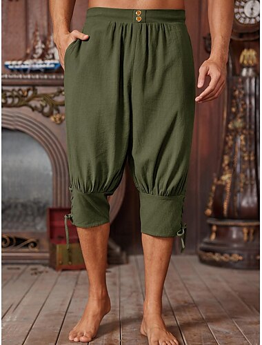  Médiéval Renaissance 17ème siècle Pantalon Pantalons de pirate Ren Faire Pirate Viking Croisé Cordon de serrage Couleur Unie Homme Pirate Fantaisie Halloween Mascarade Halloween LARP Foire de la