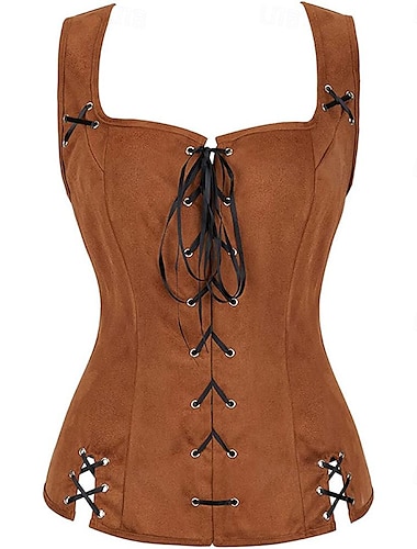  Rétro Vintage Médiéval Renaissance Corset Ren Faire Pirate Viking Elfe Femmes Celtique Pirate Fantaisie Halloween Carnaval Mascarade Décontracté Quotidien LARP Foire de la Renaissance Adultes Corset