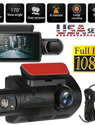  A68 1080p Nytt Design / HD / 360 ° overvåking Bil DVR 150 grader Bred vinkel 3 tommers IPS Dash Cam med Nattsyn / G-Sensor / Bevegelsessensor 4 infrarøde LED Bilopptaker