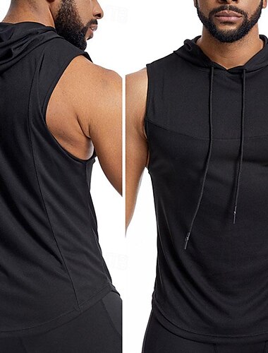  Herren T-Shirt Weste für Wanderer Ärmellos Mit Kapuze Muskelshirt Ärmelloses Hemd Tanktop Außen Schnelltrocknend Weich Schweißableitend Polyester Schwarz Weiß Armeegrün Klettern Camping / Wandern