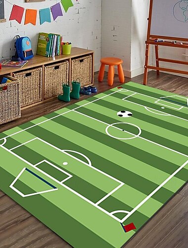  Teppich mit Fußballfeld für die Europameisterschaft, Wohnzimmerteppich, Schlafzimmerteppich, Indoor-Sportplatzteppich, grüner Feldteppich