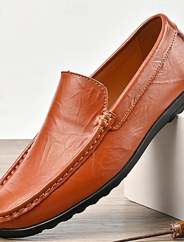  Herr Tofflor och Slip-Ons Komfort Loafers Penny Loafers Läder Bekväm Halksäker Loafers Ljusbrun Mörkbrun Svart