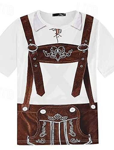  Oktoberfestbier T-Shirt-Ärmel Lederhosen Grafik Für Herren Erwachsene Karneval Oktoberfestbier 3D-Druck Party Urlaub