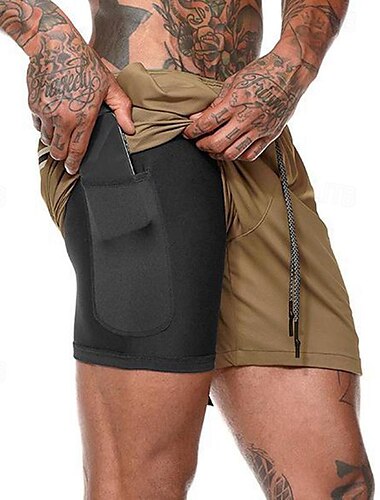  Herren Kurze Sporthose Sport Shorts Sport Fitness Laufen Bequem Kordelzug Kompressionsliner Elastische Taille Glatt Knielänge Gymnastik Sportkleidung Schwarz Weiß Mikro-elastisch
