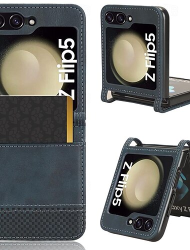  telefon Etui Til Samsung Galaxy Z Flip 5 Z Flip 4 Z Flip 3 Flip cover Kortplads Stødsikker Kontor / Business PC PU Læder