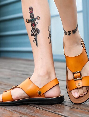  Herrensandalen aus Kunstleder mit Schnalle – lässige, flache Sommerschuhe mit offener Spitze für Strand, Spaziergänge und den Alltag