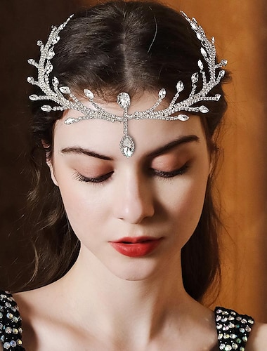  Crown Tiaras Bandanas Peça para Cabeça Strass Liga Casamento coquetel Luxo Retro Com Pedrarias Detalhes em Cristal Capacete Chapéu