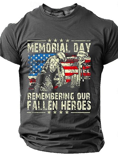  Veteranstag Herren Patriot Patriotischer Veteran Amerikanische US-Flagge Soldat T-Shirt Kurzarm T-Shirt 3D-Druck Rundhals Shirt Sport Mode Straße Sport Outdoor Schwarz Blau Grau Sommer Frühling