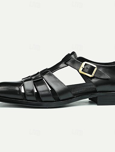  Braune Sandalen aus hochwertigem Rindsleder für Herren – offener Gladiator-Stil mit Schnallenverschluss, bequeme und atmungsaktive Freizeitschuhe für den Sommer