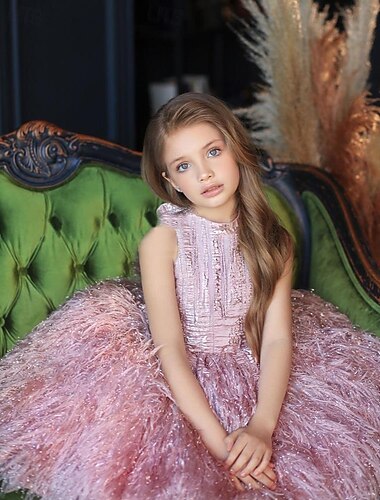  Baby Mädchen Party Kleid Pailletten Ärmellos Leistung Gitter Kuschelig Prinzessin Polyester Übers Knie Etuikleid Tüll-Kleid Sommer Frühling Herbst 3-7 Jahre Champagner Rosa