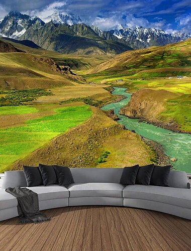  Sonnenschein Berglandschaft Wandteppich Wanddekoration großer Wandteppich Wanddeko Fotografie Kulisse Decke Vorhang Home Schlafzimmer Wohnzimmer Dekoration Wandtuch XXL Natur