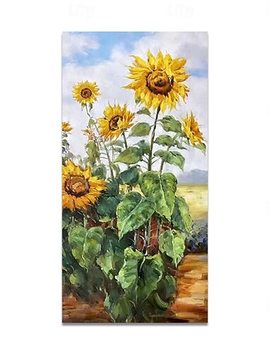  olieverfschilderij handgemaakte handgeschilderde kunst aan de muur indruk zonnebloemen canvas schilderij huisdecoratie decor geen frame alleen schilderij