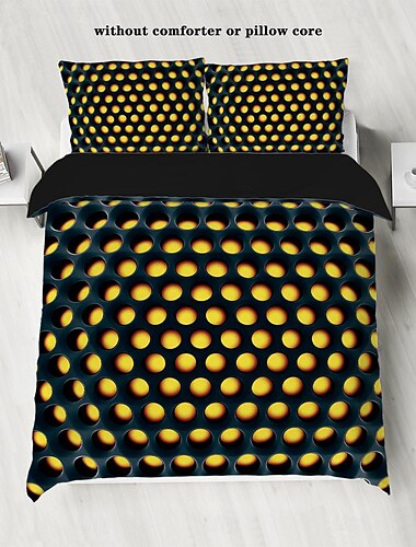  3-teiliges Daunenbettbezug-Set mit 3D-Wabenmuster für Hotel- und Heimbettwäsche, bequemer Bezug, weiche und leichte ultrafeine Faser, 1 Daunenbettbezug, 2 Kissenbezüge, großes Bettset