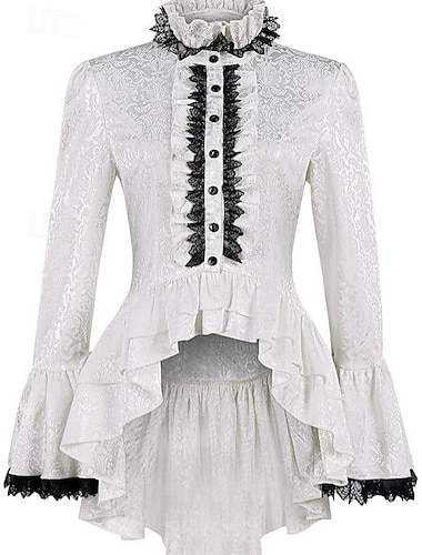  Rococò Vittoriano Medievale Blusa / Camicia Fiera del Ren Ragazza gotica Gentildonna Pizzo Volant Per donna Reale Stile Steampunk Halloween Carnevale Mascherata Abbigliamento quotidiano Adulti Bluse