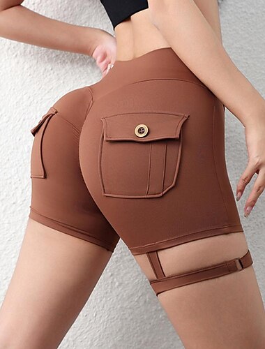  Damen Shorts Kurze Hosen Casual Kurz Glatt Rüschen Butt Lifting Bauchkontrolle Kolbenheber Atmungsaktivität elastisch Wochenende Schwarz Rot Armeegrün Kaffee Sommer Dünn