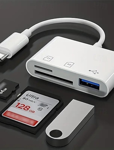  Typ-C-Mobiltelefon wird an SD-TF-Kartenadapter angeschlossen, um U-Disk-Adapter zu lesen
