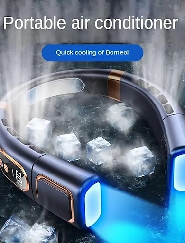  oppladbar, bærbar nakkevifte - bærbar 5-trinns stille kjøling med lang batterilevetid usb-drevet berøringskontroll for sport & reise
