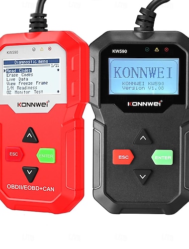  Fyautoper konnwei kw590 12v carro obd instrumento de diagnóstico de falhas leitores de código de motor de automóvel obd2 eobd ferramentas de verificação automática obd2 scanner