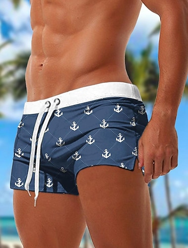  anker 3d print badeshorts for menn badebukser boxer hawaiianske shorts sidelommer snøring elastisk midje pustende myk kort surfeferie strand motedesigner klær