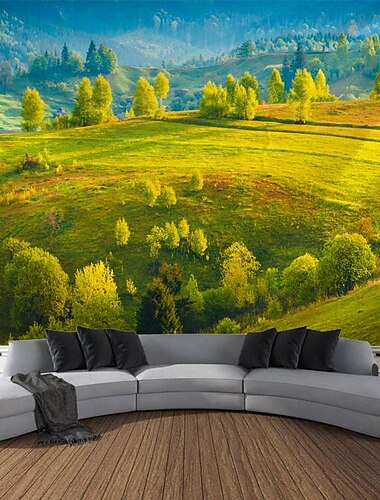  Landschaftsfelder hängen Wandteppich Kunst große Wandteppich Wandbild Dekor Fotografie Hintergrund Decke Vorhang Haus Schlafzimmer Wohnzimmer Dekoration Wandtuch XXL Natur